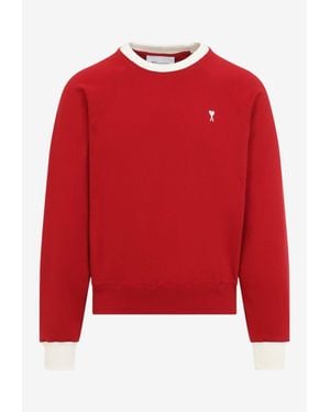 Ami Paris Ami De Coeur Crewneck Sweatshirt - Red