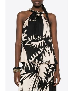 Poupette Flora Printed Halterneck Top - Black