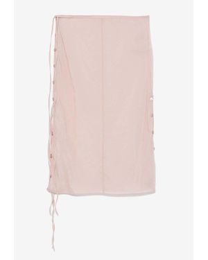 Low Classic Lace-Up Sheer Midi Skirt - Pink