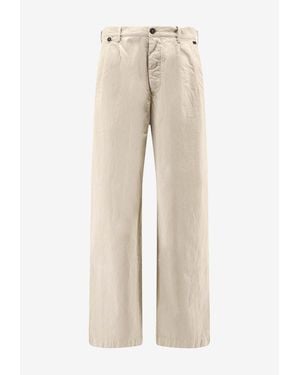 Massimo Osti Studio Buttoned Straight-Leg Pants - Natural