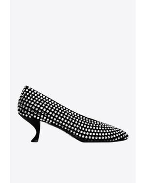 LA ROSE 50 Crystal Embellished Pumps - White