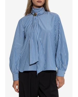Max Mara Disco Tie-Front Stripe Blouse - Blue