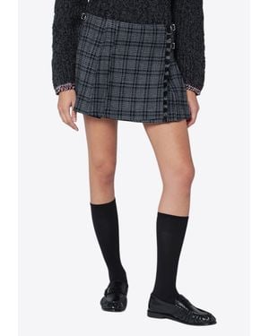 DURAZZI MILANO Patterned Wool-Blend Mini Skirt - Black