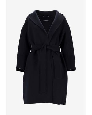 Max Mara Arona Belted Wool-Blend Coat - Blue