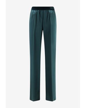 Tom Ford Elastic-Waist Silk Pants - Blue