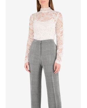 Bibhu Mohapatra High-Neck Lace Top - Gray