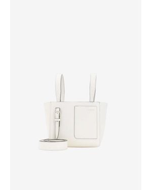 Valextra Mini Leather Bucket Bag - White