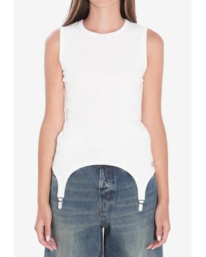 Jean Paul Gaultier Tank Top With Lingerie Garter - White