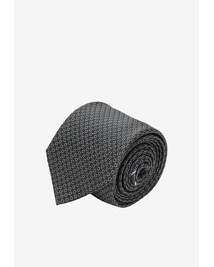 Ferragamo Gancini Jacquard Silk Tie - Grey