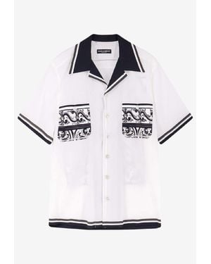 Dolce & Gabbana Majolica Print Short-Sleeved Shirt - Gray