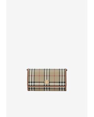 Burberry Coated Check Chain Clutch - White