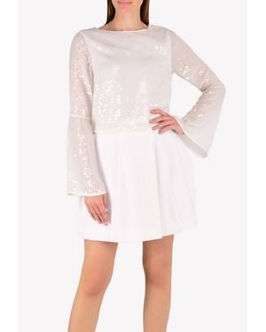 Rachel Gilbert Bell Sleeved Sequinned Top - White