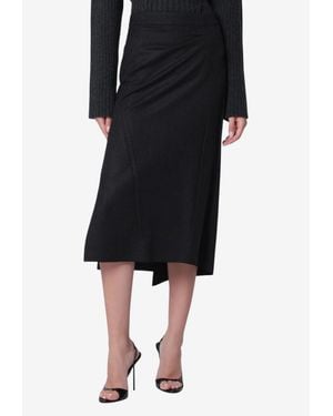 Victoria Beckham Pressed Wool Midi Skirt - Black