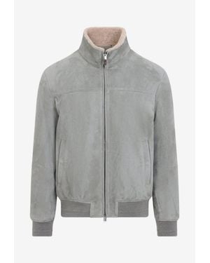 Canali Padded Suede Jacket - Grey