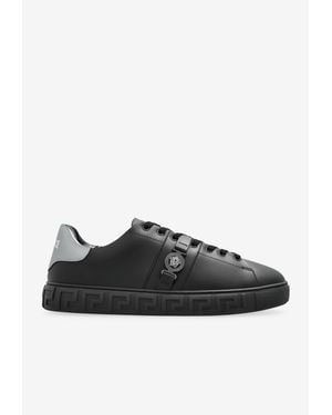 Versace Leather Sports Sneakers - Black