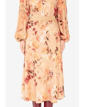 Aje. Floral Print Midi Skirt - Pink