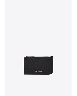 McQueen Logo-Plaque Leather Cardholder - White