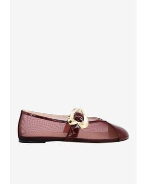 Andrea Wazen Barbara Mesh Ballet Flats - Brown