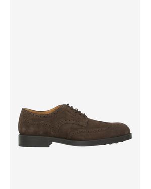 Tod's Suede Leather Derby Shoes - Brown