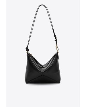 Loewe Puzzle Fold Leather Shoulder Bag - Black