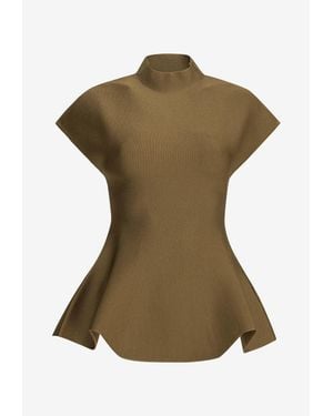 KHAITE Andra Mock-Neck Knit Top - Green
