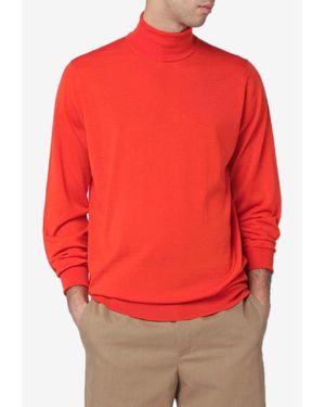 John Smedley Wool Turtleneck Sweater - Red