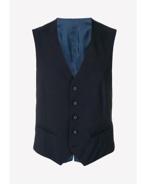 Tonello Single-Breasted Wool Vest - Blue