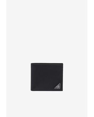 Prada Triangle Logo Saffiano Leather Wallet - White