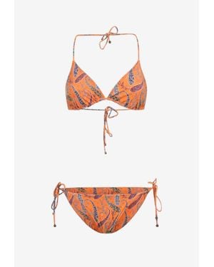 Etro Paisley Print Triangle Bikini - White