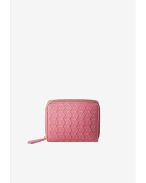 Serapian Mini Mosaico Leather Zip-Around Wallet - Pink