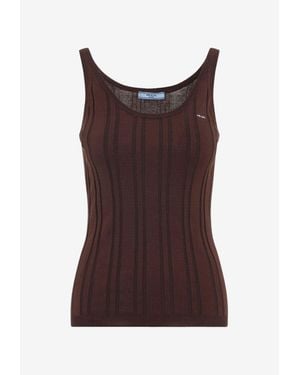 Prada Ribbed Knit Tank Top - Brown