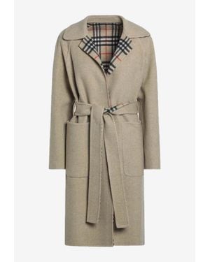 Burberry Sand Reversible Wool Coat - Natural