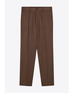 Santaniello Wool-Blend Tailored Pants - Brown