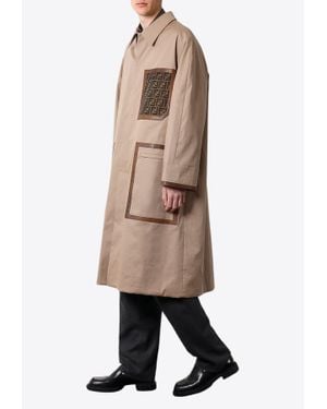 Fendi Ff Logo-Patch Trench Coat - Natural