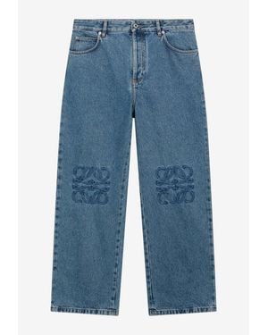 Loewe Anagram Embroidered Straight Jeans - Blue