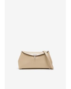 TOTEME T-Lock Leather Clutch Bag - Natural