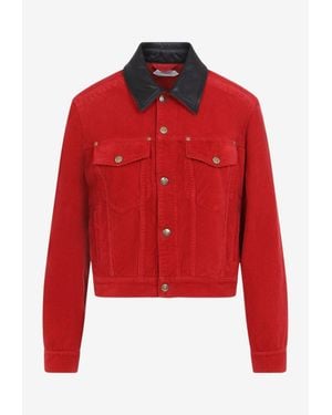 Versace Garment-Dyed Denim Jacket - Red