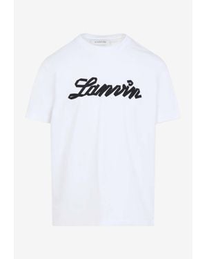 Lanvin Crewneck T-Shirts With Embroidered-Logo - Blue