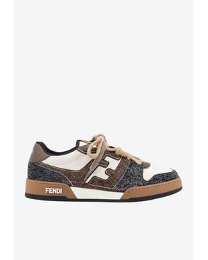 Fendi Match Leather Low-Top Sneakers - White