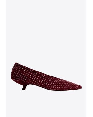 LA ROSE Crystal Embellished Pumps - Red