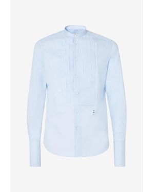 Fendi Long-Sleeved Plastron Poplin Shirt - Blue