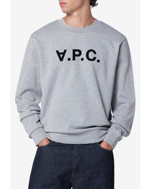 A.P.C. Flocked Vpc Logo Sweatshirt - Gray