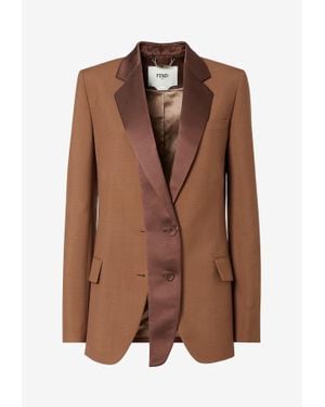 Fendi Double-Breasted Wool Blazer - Brown