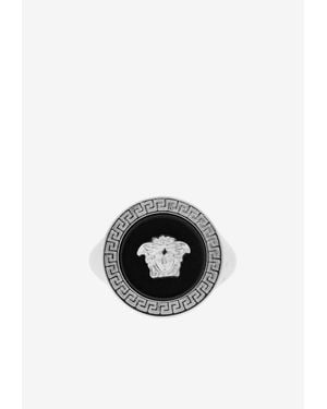 Versace Medusa Greca Enamel Brass Ring - White