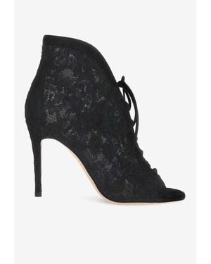 Gianvito Rossi Claudia 95 Floral Lace Boots - Black