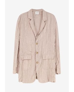 Alysi Wrinkled Buttoned Blazer - Natural