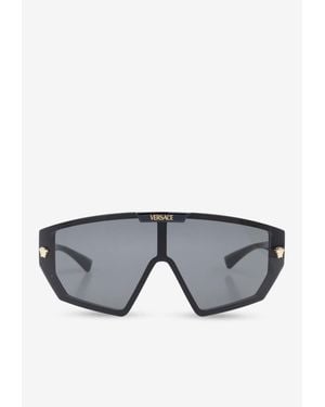 Versace Oversized Geometric Logo Sunglasses - Grey