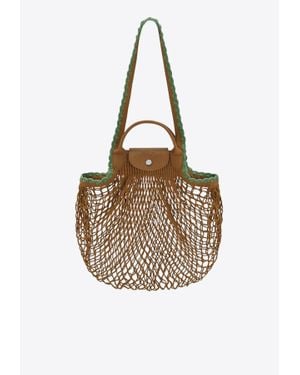Longchamp Large La Pliage Mesh Handbag - Brown