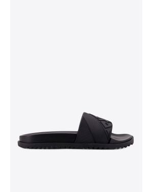 Fendi Ff Embossed Rubber Slides - White