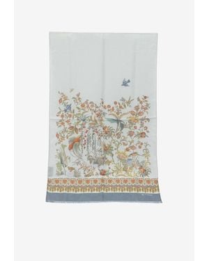Etro Flora And Fauna Printed Silk Scarf - White